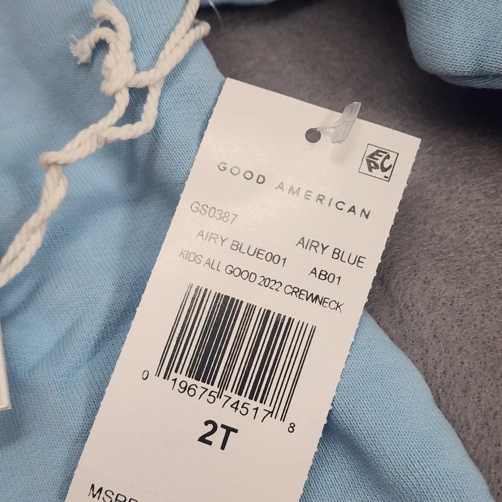 Good American All Good Sweatshirt Airy Blue Puff Print Kids 2T‎